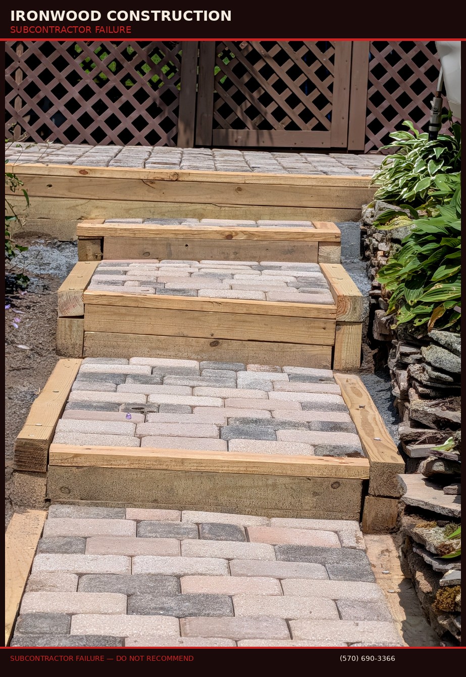 Subcontractor failure - sloppy paver stairs