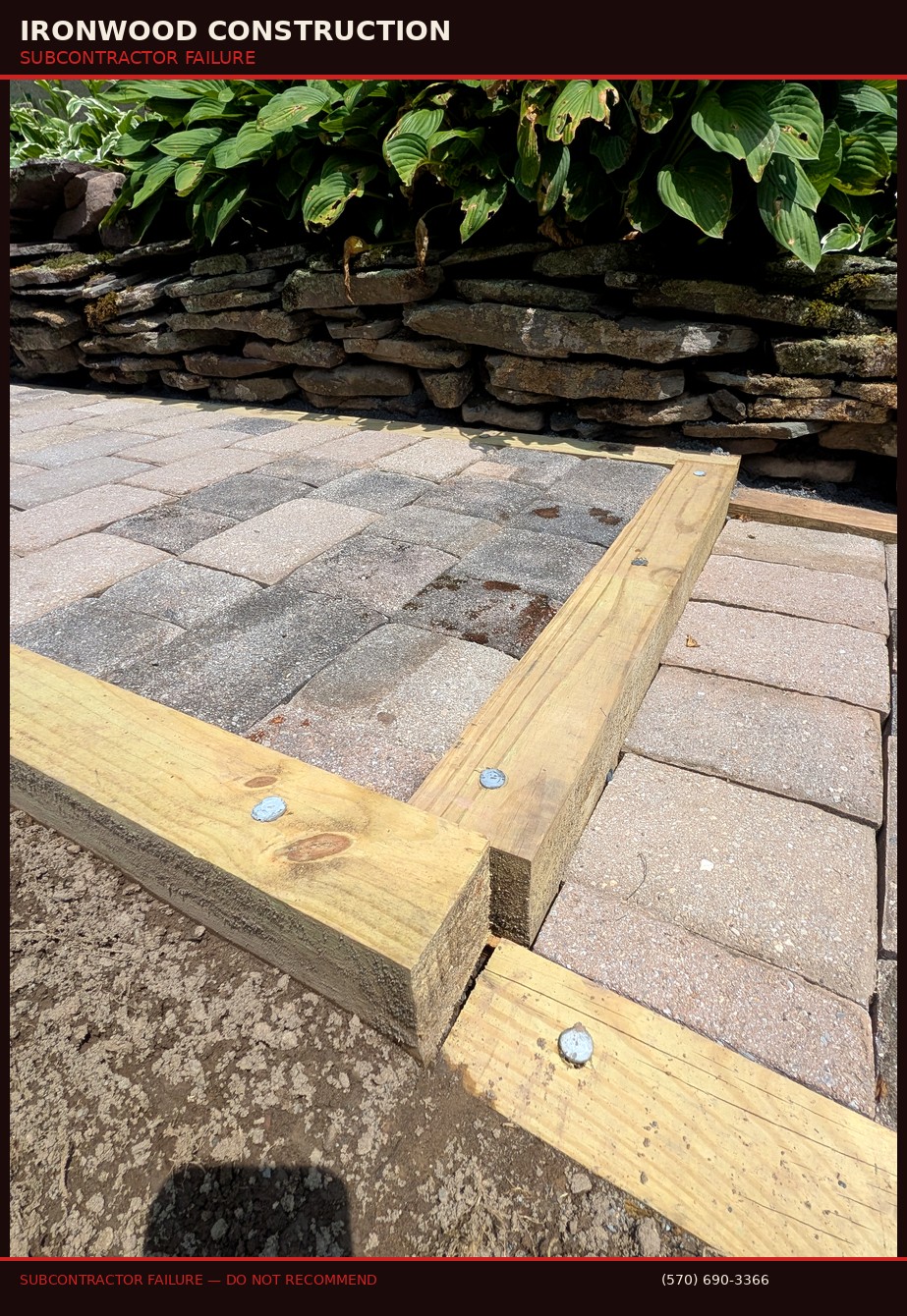 Subcontractor failure - gaps and bad joints