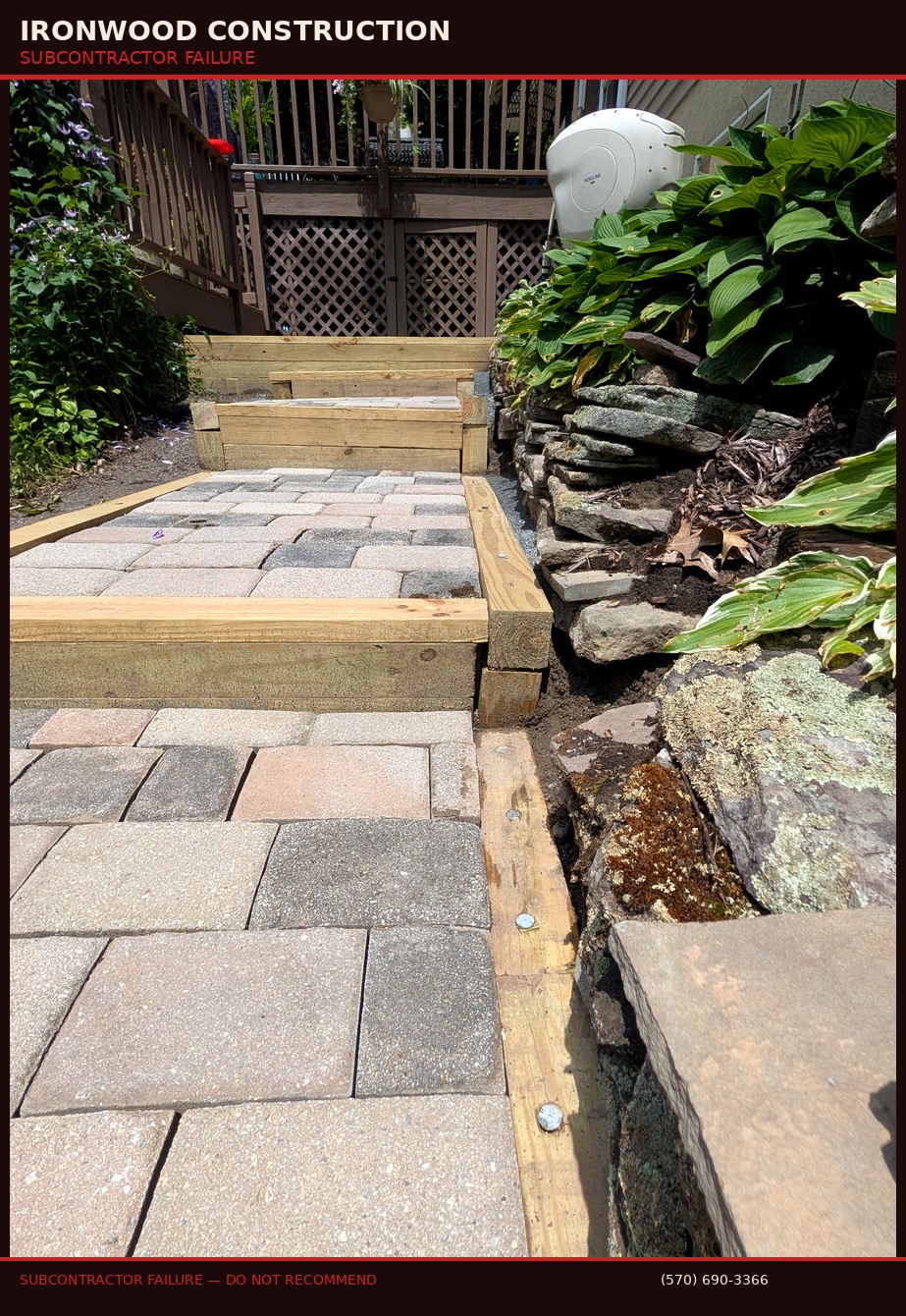 Subcontractor failure - uneven walkway